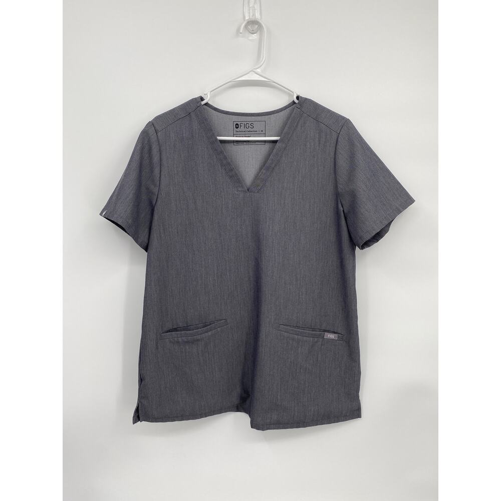 Figs Casma Three-Pocket Scrub Top Graphite Gray V-neck Medium